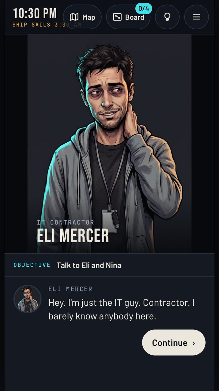 An After Hours interview: Eli Mercer, an IT contractor, rubs his neck and says he barely knows anybody at the firm.
